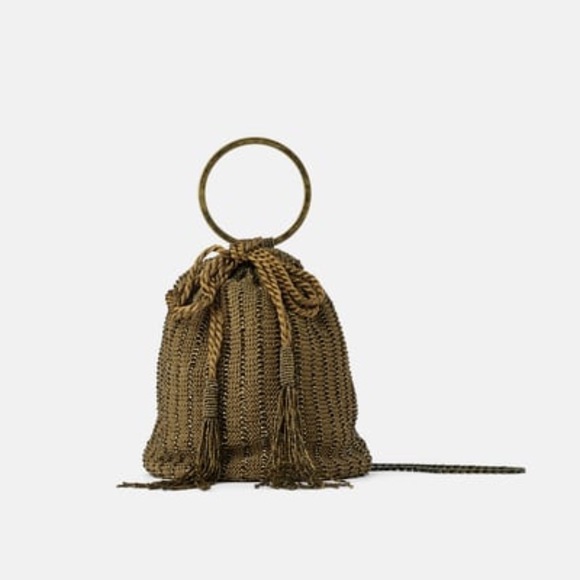 Zara Bags Zara Gold Beaded Crossbody Bag With Ring Poshmark